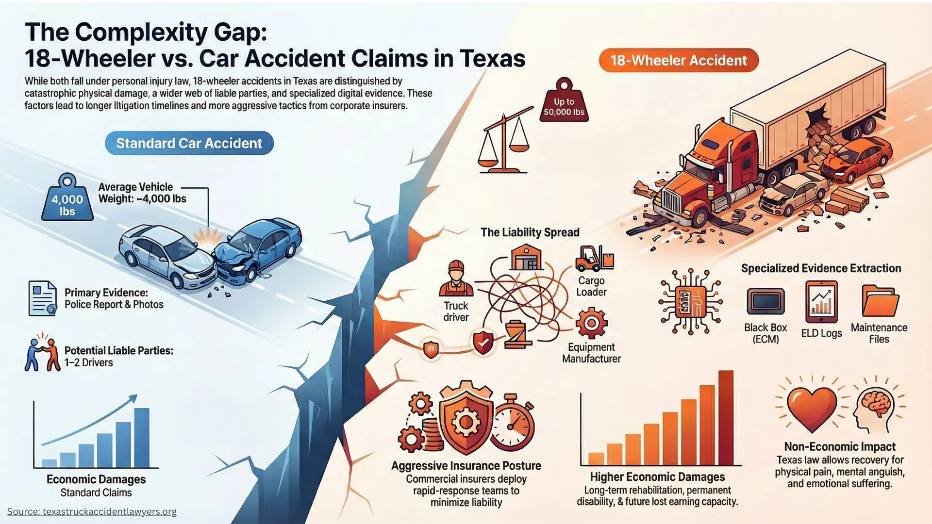 18-wheeler vs car accident claims in Texas