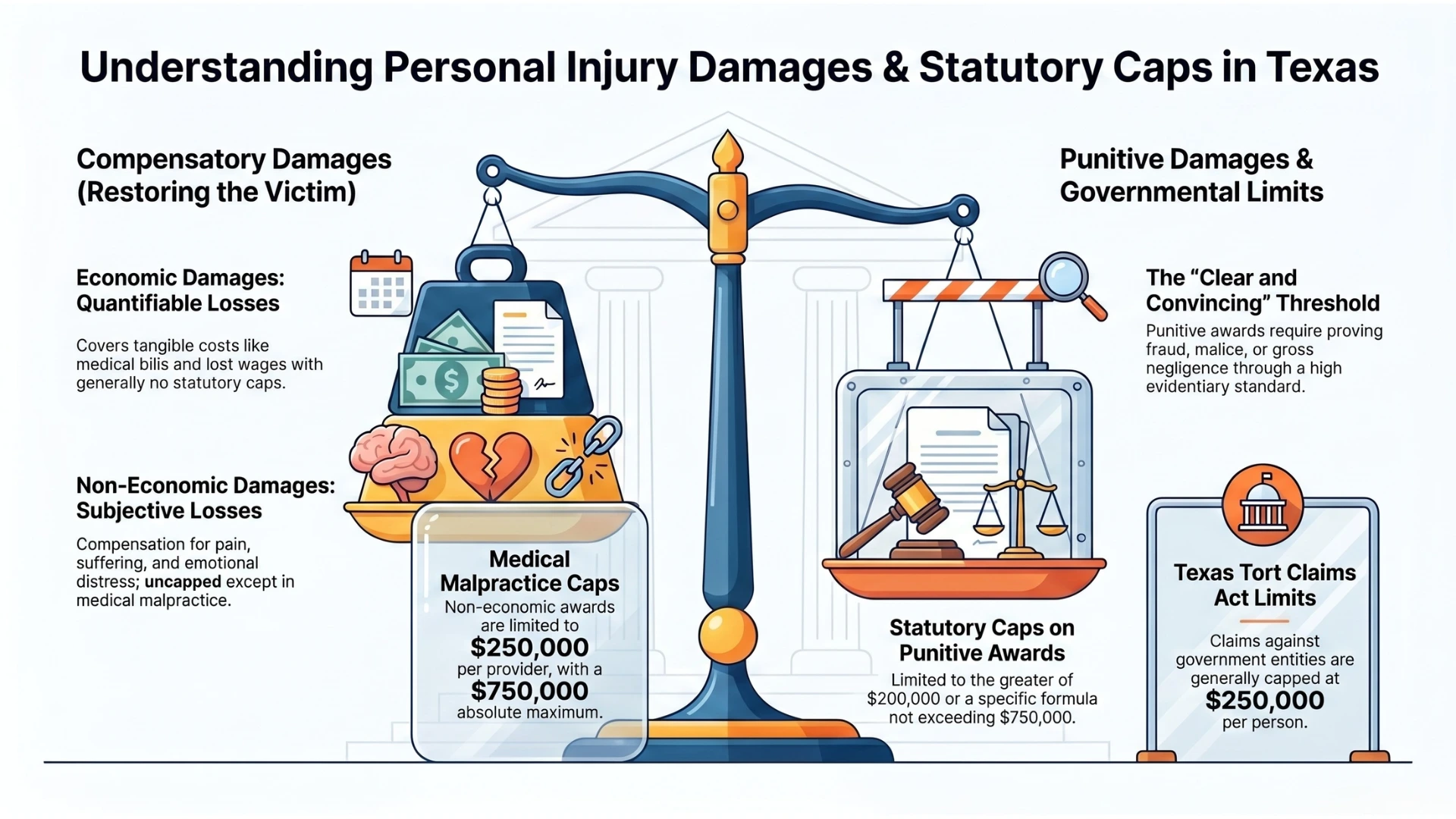 Economic vs Non-Economic Damages; Punitive Thresholds in Texas Truck Accidents