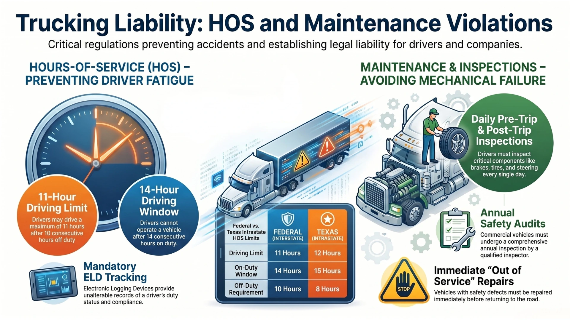 Hours-of-Service, Maintenance, and Inspection Violations in Texas Truck Accidents